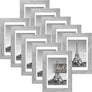 upsimples 4x6 Picture Frame Set of 10, Display Pictures 3.5x5 with Mat or 4x6 Without Mat, Multi Photo Frames Collage for Wall or Tabletop Display, Gray