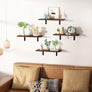 upsimples Floating Shelves for Wall Decor Storage, Dark Brown Wall Mounted Shelves Set of 8, Sturdy Small Wood Shelves Hanging for Bedroom, Living Room, Bathroom, Kitchen, Corner, Book