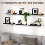 upsimples Floating Shelves for Wall, Wall Shelves for Decor Storage Set of 6, Wall Mounted Wood Shelves for Bedroom, Living Room, Bathroom, Kitchen, Picture Ledge Shelves, Black