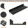 upsimples Floating Shelves for Wall, Wall Shelves for Decor Storage Set of 6, Wall Mounted Wood Shelves for Bedroom, Living Room, Bathroom, Kitchen, Picture Ledge Shelves, Black