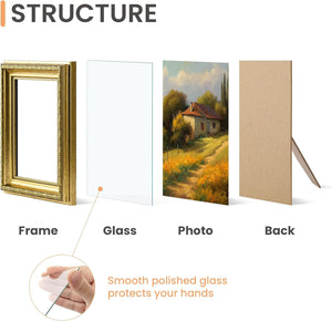 upsimples 8x10 Picture Frame with Real Glass, 2 Pack Ornate Vintage Picture Frames for Wall or Tabletop Display, Gold 8 x 10 Photo Frame for Antique Décor