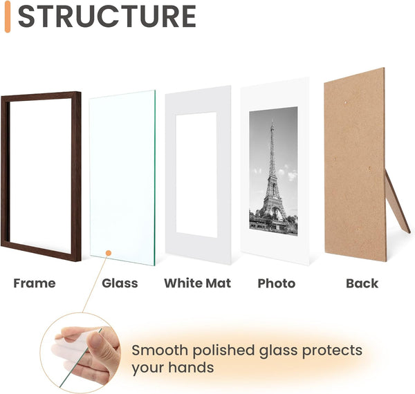 upsimples 8x10 Picture Frame Set of 10,Display Pictures 5x7 with Mat o