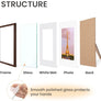 upsimples 11x14 Picture Frame Set of 3, Made of High Definition Glass for 8x10 with Mat or 11x14 Without Mat, Wall and Tabletop Display Photo Frames, Brown