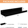upsimples Black Acrylic Shelves for Wall Storage, 15" Acrylic Floating Shelves Wall Mounted, Kids Bookshelf, Display Ledge Wall Shelves for Bedroom, Living Room, Bathroom, Kitchen, Set of 2