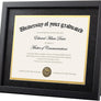 upsimples 11x14 Diploma Frame Certificate Degree Document Frame with High Definition Glass, 8.5 x 11 with mat for Wall and Tabletop, Black Double Mat, 1 Pack