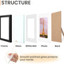 upsimples 4x6 Picture Frame Set of 3, Made of High Definition Glass for 3.5x5 with Mat or 4x6 Without Mat, Wall and Tabletop Display Photo Frames, Black