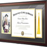 upsimples 11x22 Diploma Frame with Tassel Holder for 8.5x11 Certificate and 5x7 Photo with Black over Gold Mat, High Definition Glass, Mahogany with Gold Beads, 1 Pack