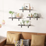 upsimples Floating Shelves for Wall Decor Storage, Wall Mounted Shelves Set of 5, Sturdy Small Wood Shelves with Metal Brackets Hanging for Bedroom, Living Room, Bathroom, Kitchen, Book, Gray