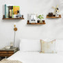 Upsimples Home Floating Shelves Wall Mounted Set of 5, Wall Mounted Wood Shelf for Bedroom, Living Room, Bathroom, Kitchen, Office, Sturdy Rustic Shelves 5 Different Sizes Brown