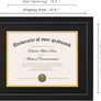 upsimples 11x14 Diploma Frame with High Definition Glass, Display 8.5x11 Certificate with Black over Gold Mat, Degree Document Frame for Wall and Tabletop, Black with Gold Beads, 1 Pack