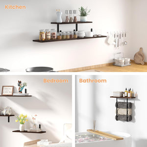 upsimples Bathroom Shelves Over Toilet, 3+1 Tier Floating Shelves, Dark Brown Wooden Storage Wall Shelves with Towel Rack, Wall Mounted Hanging Shelf for Bedroom, Kitchen, Living Room, Laundry Décor Visit the upsimples Store