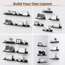 upsimples Floating Shelves for Wall, Wall Shelves for Decor Storage Set of 6, Wall Mounted Wood Shelves for Bedroom, Living Room, Bathroom, Kitchen, Picture Ledge Shelves, Black