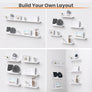 upsimples Floating Shelves for Wall, Wall Shelves for Decor Storage Set of 6, Wall Mounted Wood Shelves for Bedroom, Living Room, Bathroom, Kitchen, Picture Ledge Shelves, White
