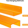 upsimples Clear Orange Acrylic Shelves for Wall Storage, 15" Acrylic Floating Shelves Wall Mounted, Kids Bookshelf, Display Ledge Wall Shelves for Bedroom, Living Room, Bathroom, Set of 6