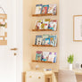upsimples Wood Grain Acrylic Shelves for Wall Storage, 15" Acrylic Floating Shelves Wall Mounted, Kids Bookshelf, Display Ledge Wall Shelves for Bedroom, Living Room, Bathroom, Kitchen, Set of 4