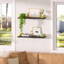 upsimples Wall Shelves for Decor, Long Black Gold Floating Shelves Wall Mounted Set of 2, Sturdy Rustic Wood Shelves Hanging for Bedroom, Living Room, Bathroom, Kitchen, Corner, Book Storage 23.6inch