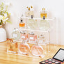 upsimples Acrylic Riser Display Shelf, 4 Tier Perfume Organizer & Decoration, Clear Display Stand for Funko Pop & Collection, Cupcake Holder, Cologne Stand, 12x9 in Makeup Organizer, 2pack