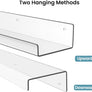 upsimples 12 Pack Acrylic Shelves for Wall Storage, 15" Floating Bookshelves for Kids, Display Shelf Organizer for Bathroom, Bedroom, Living Room, Kitchen, Room Decor, Clear