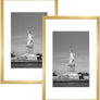 ENJOYBASICS 11x17 Picture Frame Gold Poster Frame, Display Pictures 8x12 with Mat or 11x17 Without Mat, Wall Gallery Photo Frames, 2 Pack