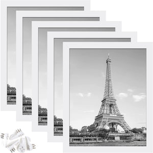 upsimples 8x10 Picture Frame Collage Photo Frame with High Definition Glass, 5 Pack Multi Frames for Wall and Tabletop, White