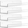 upsimples Clear Acrylic Shelves for Wall Storage, 15" Acrylic Floating Shelves Wall Mounted, Kids Bookshelf, Display Ledge Wall Shelves for Bedroom, Living Room, Bathroom, Kitchen, Set of 6
