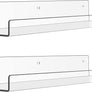 upsimples Clear Acrylic Shelves for Wall Storage, 15" Acrylic Floating Shelves Wall Mounted, Kids Bookshelf, Display Ledge Wall Shelves for Bedroom, Living Room, Bathroom, Kitchen, Set of 2