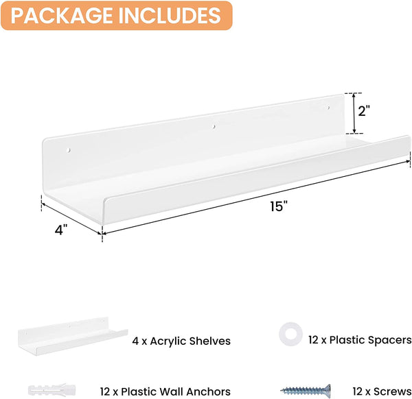upsimples Clear Orange Acrylic Shelves for Wall Storage, 15 Acrylic F –  Upsimples Direct