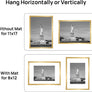 ENJOYBASICS 11x17 Picture Frame Gold Poster Frame, Display Pictures 8x12 with Mat or 11x17 Without Mat, Wall Gallery Photo Frames, 2 Pack