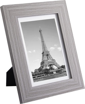 upsimples 4x6 Picture Frame Distressed Grey with Real Glass, Display Pictures 3.5x5 with Mat or 4x6 Without Mat, Multi Photo Frames Collage for Wall or Tabletop Display, Set of 6