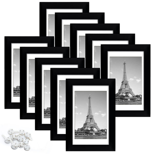 upsimples 5x7 Picture Frame Set of 10, Display Pictures 4x6 with Mat o –  Upsimples Direct