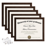 upsimples 8.5x11 Picture Frame Certificate Document Frame with High Definition Glass, 5 Pack Photo Frames for Wall and Table, Brown