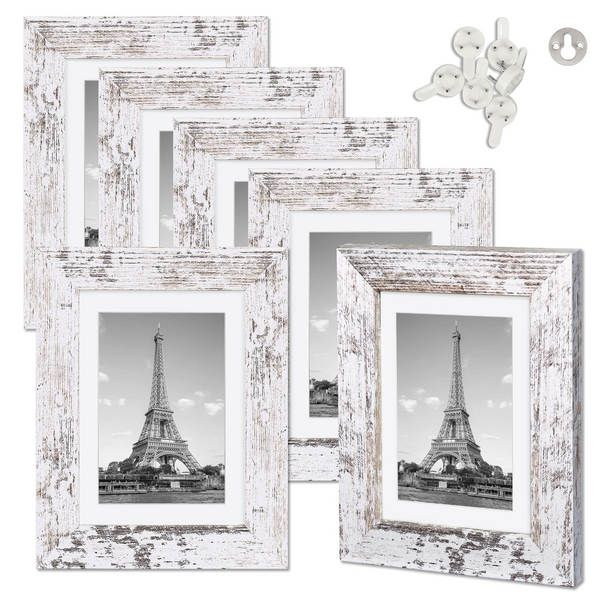 upsimples 4x6 Picture Frame Distressed Grey with Real Glass, Display P –  Upsimples Direct