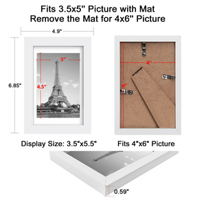 upsimples 4x6 Picture Frame Set of 10, Display Pictures 3.5x5 with Mat or 4x6 Without Mat, Multi Photo Frames Collage for Wall or Tabletop Display, White