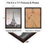 upsimples 8.5x11 Picture Frame Certificate Document Frame with High Definition Glass, 5 Pack Photo Frames for Wall and Table, Brown
