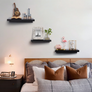 Upsimples Home Floating Shelves Wall Mounted Set of 5, Wall Mounted Wood Shelf for Bedroom, Living Room, Bathroom, Kitchen, Office, Sturdy Rustic Shelves 5 Different Sizes, Black