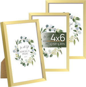 upsimples 5x7 Picture Frame Set of 3, Made of High Definition Glass for 5 x 7 Silver Frames, Wall and Tabletop Display Thin Border Photo Frame for Home Décor
