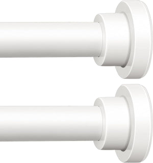 ENJOYBASICS 2 Pack Adjustable Spring Tension Curtain Rod 32 to 66 Inches, Stainless Steel White Shower Rod No Drilling, 7/8" Tension Rod for Window, Bathroom, Closet, Room Divider