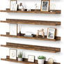 upsimples Floating Shelves for Wall, Wall Shelves for Decor Storage Set of 6, Wall Mounted Wood Shelf for Bedroom, Living Room, Bathroom, Kitchen, 35.5 inch Long Picture Ledge Shelf, Brown