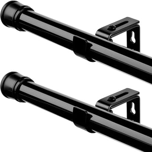 ENJOYBASICS Black Curtain Rods for Window 27 to 48 Inch, 1 Inch Heavy Duty Drapery Rod Set, Adjustable Small Curtain Rod with Brackets for Room Divider, Living Room, Bedroom, Door, Kitchen, Set of 2