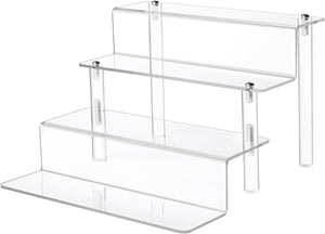 upsimples Acrylic Riser Display Shelf, 4 Tier Perfume Organizer & Decoration, Clear Display Stand for Funko Pop & Collection, Cupcake Holder, Cologne Stand, 9x6 in Makeup Organizer, 1pack