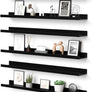 upsimples Floating Shelves for Wall, Wall Shelves for Decor Storage Set of 6, Wall Mounted Wood Shelf for Bedroom, Living Room, Bathroom, Kitchen, 35.5 inch Long Picture Ledge Shelf, Black