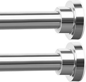 ENJOYBASICS 2 Pack Adjustable Spring Tension Curtain Rod 32 to 66 Inches, Stainless Steel Shower Rod No Drilling, 7/8" Tension Rod for Window, Bathroom, Closet, Room Divider, Chrome