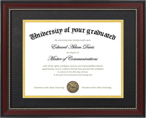 upsimples 11x14 Diploma Frame with High Definition Glass, Display 8.5x11 Certificate with Black over Gold Mat, Degree Document Frame for Wall and Tabletop, Mahogany with Gold Beads, 1 Pack