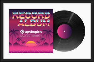 upsimples 15.5x24 Record Frame with 2 Double Sided Mats (Black & White), Vinyl Frames for 12.5x12.5 Album Cover, Wall Display for Home Decor, Black, 1 Pack
