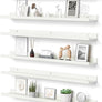 upsimples Floating Shelves for Wall, Wall Shelves for Decor Storage Set of 6, Wall Mounted Wood Shelf for Bedroom, Living Room, Bathroom, Kitchen, 35.5 inch Long Picture Ledge Shelf, White