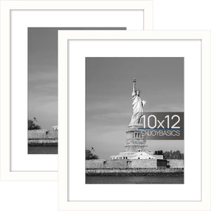 ENJOYBASICS 10x12 Picture Frame, Display Poster 7x9 with Mat or 10 x 12 Without Mat, Wall Gallery Photo Frames, White, 2 Pack