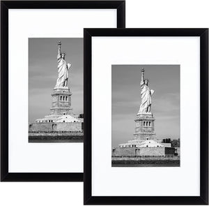 ENJOYBASICS 8x12 Picture Frame Black Poster Frame,Display Pictures 6x8 with Mat or 8x12 Without Mat,Wall Gallery Photo Frames,2 Pack