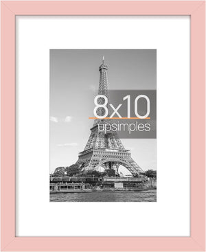 upsimples 8x10 Picture Frame, Display Pictures 5x7 with Mat or 8x10 Without Mat, Wall Hanging Photo Frame, Pink, 1 Pack