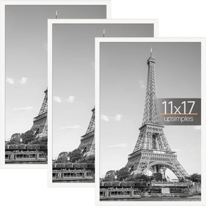 upsimples 11x17 Frame White 3 Pack, Poster Frames 11 x 17 for Horizontal or Vertical Wall Mounting, Scratch-Proof Wall Gallery Photo Frame
