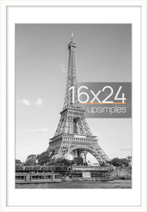 upsimples 16x24 Picture Frame, Display Pictures 14x20 with Mat or 16x24 Without Mat, Wall Hanging Poster Frame, White, 1 Pack